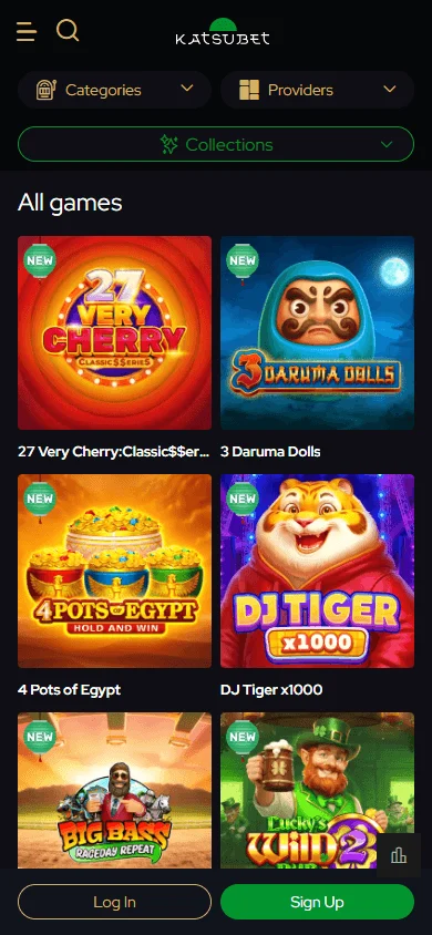 Katsubet Casino mobile game catalogue